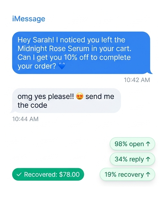 Blue bubble iMessage recovery text that gets read and replied to